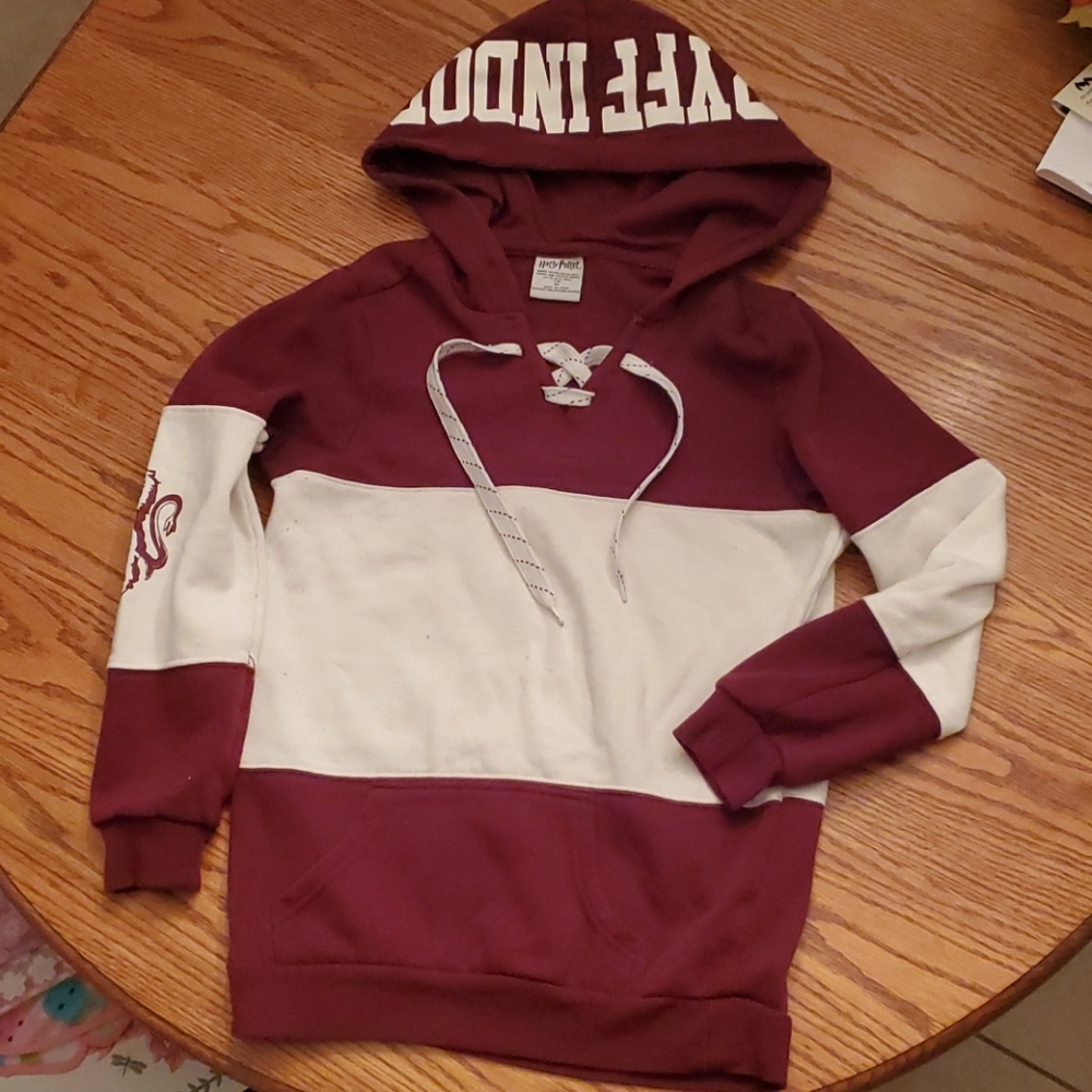 GO Gryffindor! Maroon & White Hoodie Sweatshirt